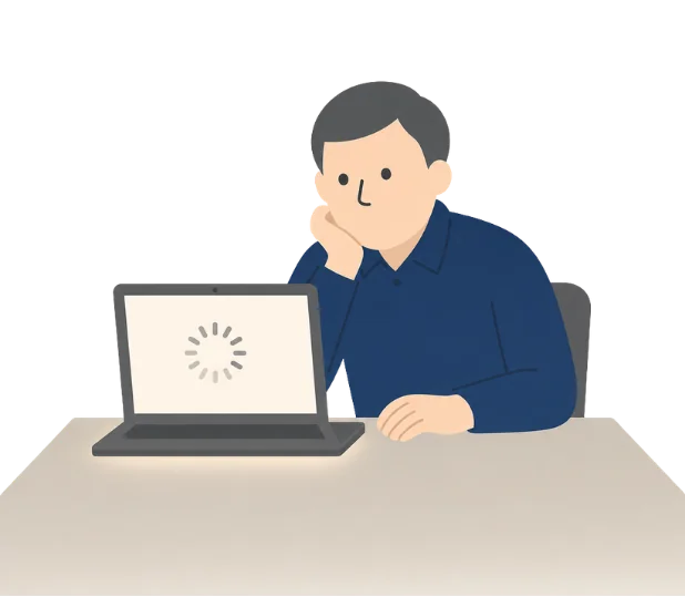 画面で絞り込みできず、結局プリントアウトしている担当者のイラスト